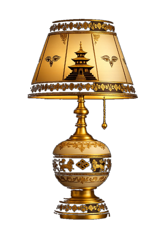Newari table lamp — pull the cord to switch between day and night